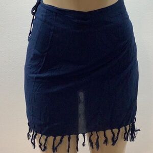 Zuliana Size Small Dark Blue 100% Rayon Sarong with Fringes. Made in USA.